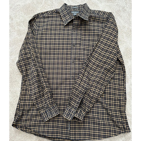 Eddie Bauer Mens L Relaxed Fit Long Sleeve Plaid Button Down Flannel Shirt EUC - Picture 1 of 6